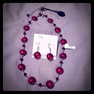 Red Lucky Clover Earring and Necklace Set